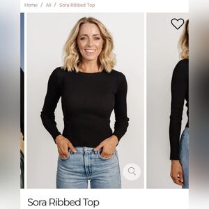 Baltic Born Black Sora Ribbed Knit Top, XL, NWT